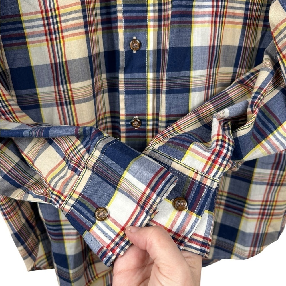 Vintage Western Shirt, L-XL, plaid, lightweight poly-cotton Cowboy Rodeo Country - Picture 5 of 7